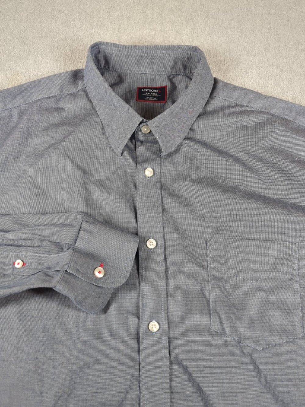 Untuckit Shirt Men's 2XL Gray Relaxed Fit Long Sleeve Casual Button Up